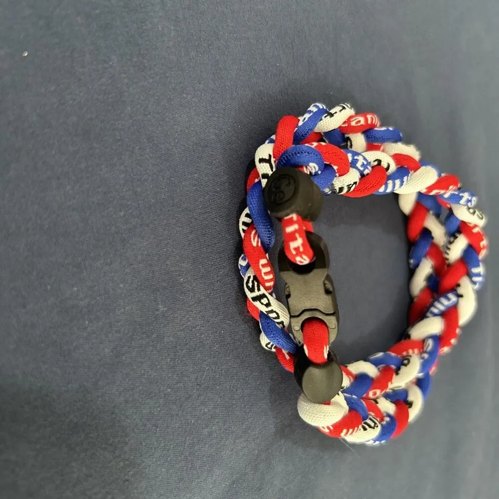 NEW! Red White And Blue 3 Rope 20 Inch Titanium Sports Baseball Necklace